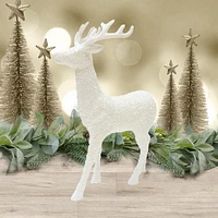 18IN CERF DÉCORATIF BLANC