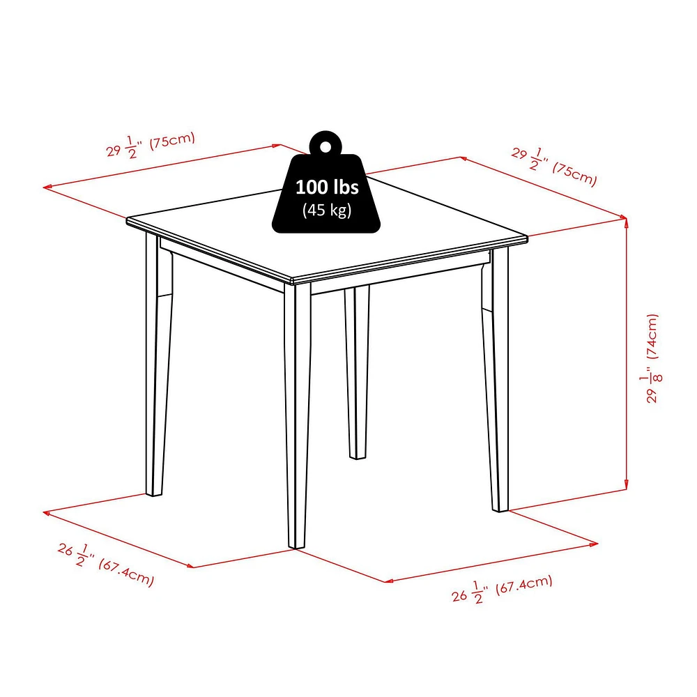 Winsome Table de salle à manger carrée 3 pièces Groveland avec 2 chaises