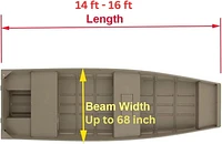 Boat Cover 14' to 16' V Hull 68'' Grey