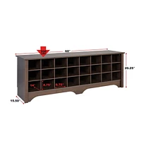 Prepac 60 in W x 20.25 in H x 15.5 in D Shoe Cubby Bench, Multiple Finishes