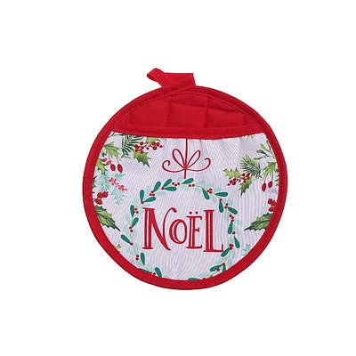 Porte-Pot Rond Avec Poche (Couronne Noel) - Ensemble De 6