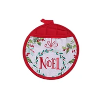 Porte-Pot Rond Avec Poche (Couronne Noel) - Ensemble De 6