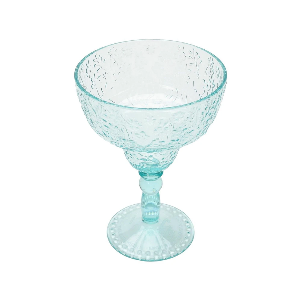 The Pioneer Woman, Verre à cocktail Margarita Tritan Ditsy bleu sarcelle 17,7 oz, 1 pièce