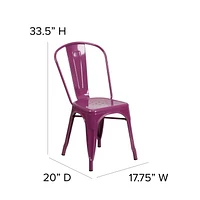 Chaise empilable en métal violet pour intérieur-extérieur