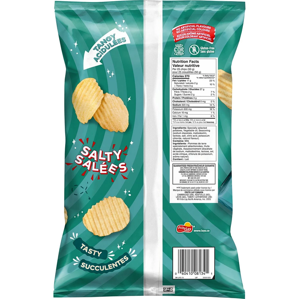 Lay's Ondulées Sel et vinaigre Croustilles assaisonnées, 220 g. 220 g.