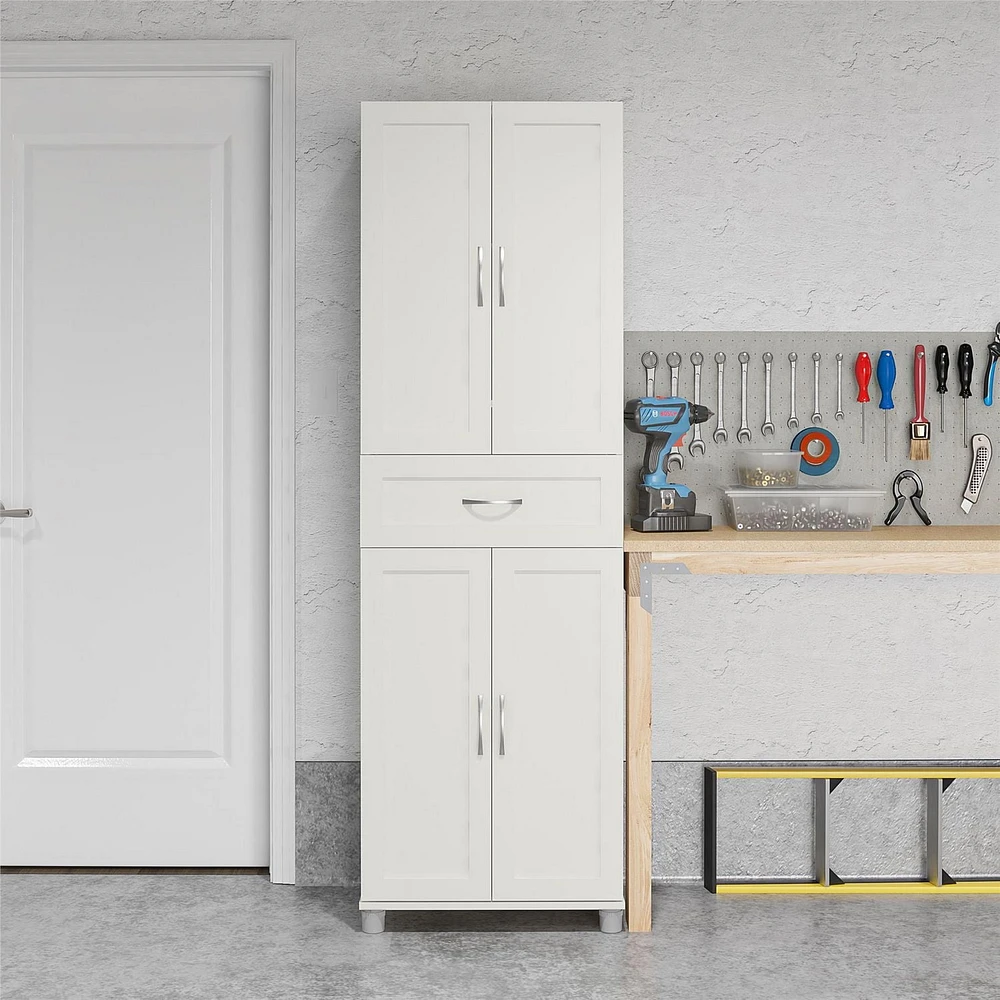Systembuild Evolution Lory Framed Storage Cabinet with Drawer, White