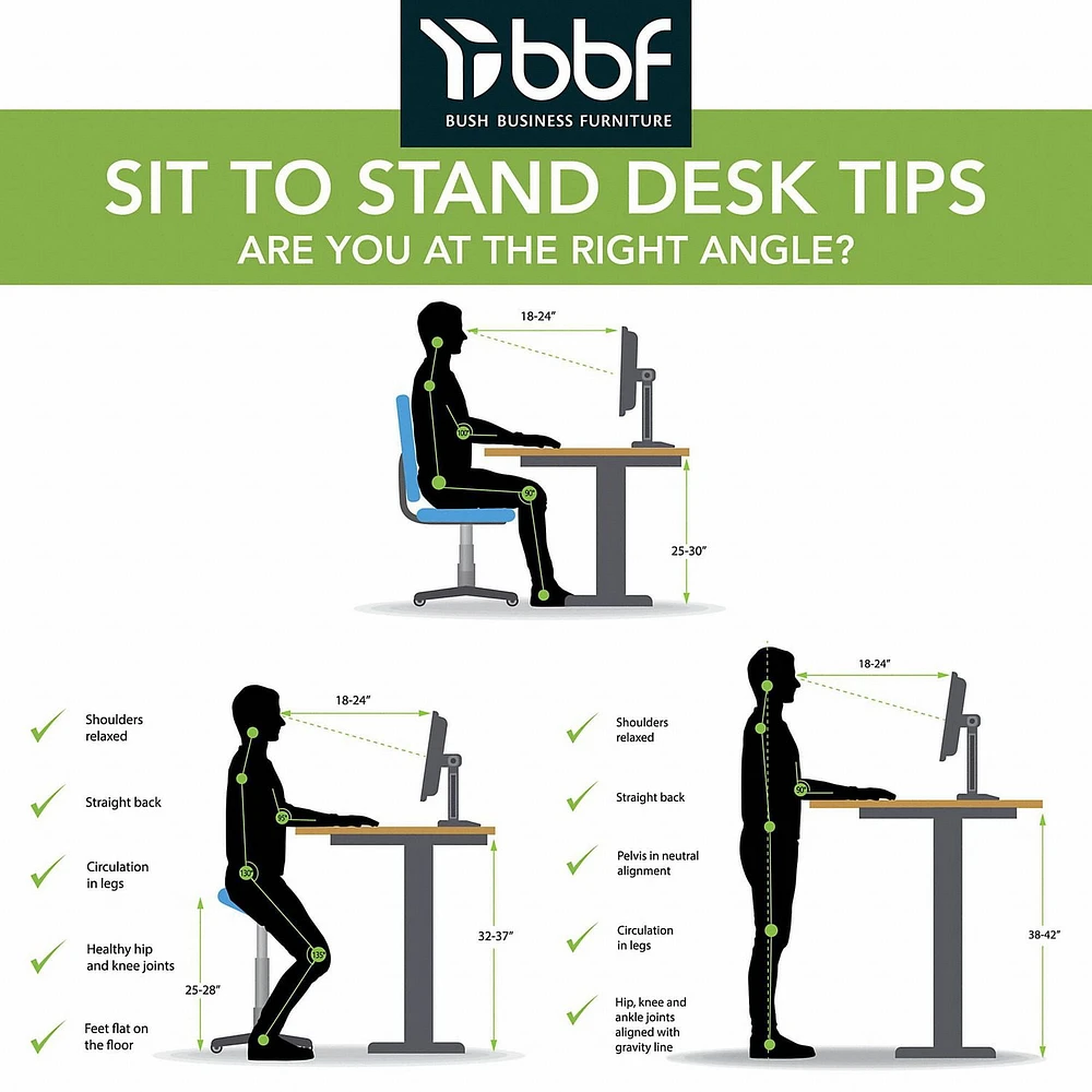 Bureau assis-debout électrique à hauteur réglable 60L x 30P Move 40 Series de Bush Business Furniture, blanc