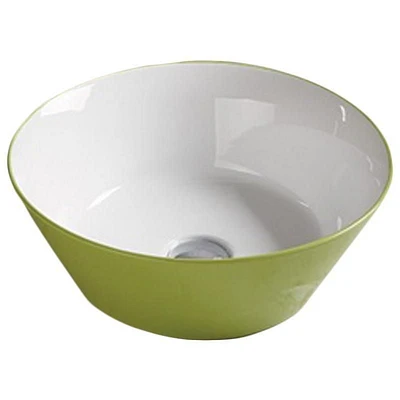American Imaginations 15.9-in. W Above Counter Olive-White Bathroom Vessel Sink For Wall Mount Wall Mount Drilling AI-28042