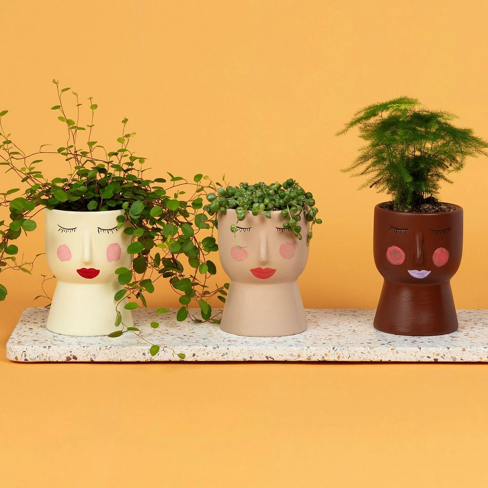 Create Basics Paintable Ceramic Face Planter, Paintable Ceramic Face Planter