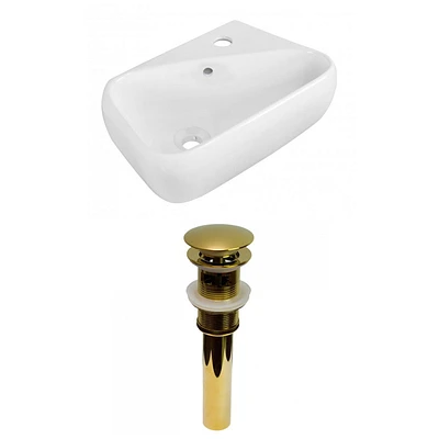 American Imaginations AI-31293 17,5 pouces Vaisseau blanc de bâti de mur de W pour le forage droit de 1 trou
