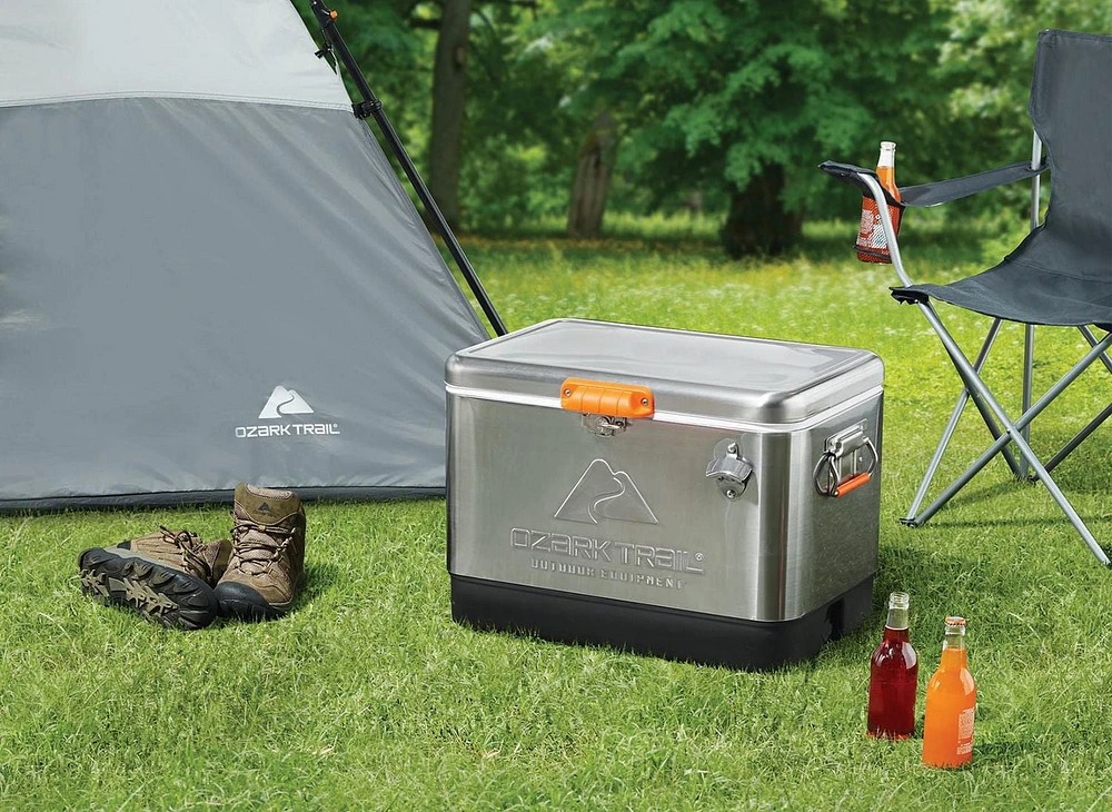 Glacière Ozark Trail 54 pintes Glacière en acier inoxydable avec décapsuleur 85 canettes, 51 L