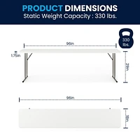 Table de formation pliante en plastique blanc granite de 18 po larg. x 96 po long.