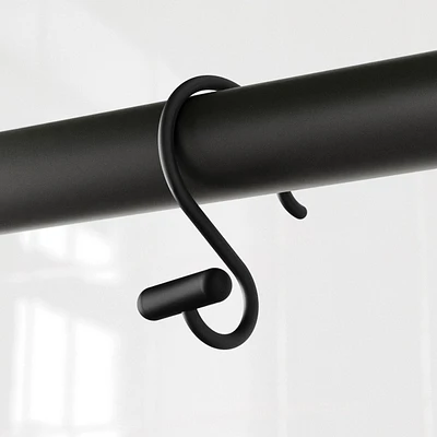 Mainstays Decorative S-Shaped Shower Curtain Hooks with T-Bar Ends, Matte Black