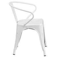 White Metal Indoor-Outdoor Chair with Arms