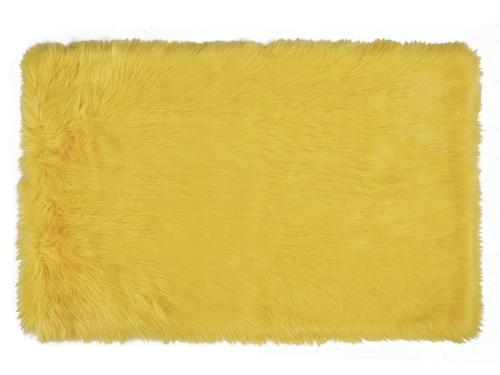 Yellow Faux Fur Rug – 30 Inch x 45 Inch, Soft and Stylish Fur Rug for Living Spaces