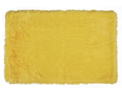 Yellow Faux Fur Rug – 30 Inch x 45 Inch, Soft and Stylish Fur Rug for Living Spaces