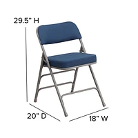 HERCULES Series Premium Curved Triple Braced & Double-Hinged Black Pin-Dot Fabric Metal Folding Chair
