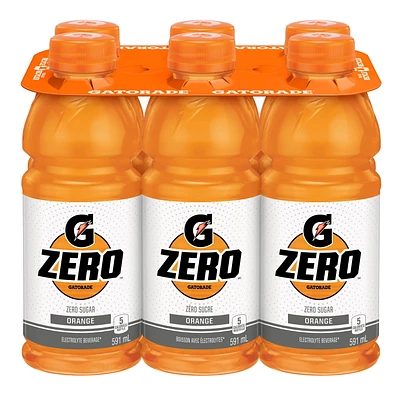 Gatorade Zéro Orange Boisson Électrolytique 6 x 591 mL, Bouteilles 6x591mL