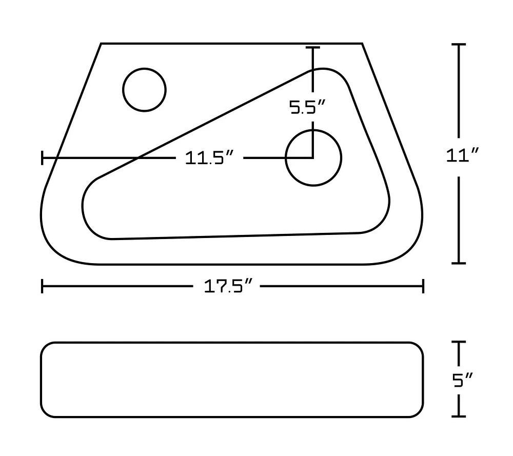 American Imaginations 17,5 po. Ensemble de récipient blanc au-dessus du comptoir W pour robinet gauche 1 trou AI-34215