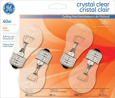 A15 cristal clair GE 40 W – paquet de 4