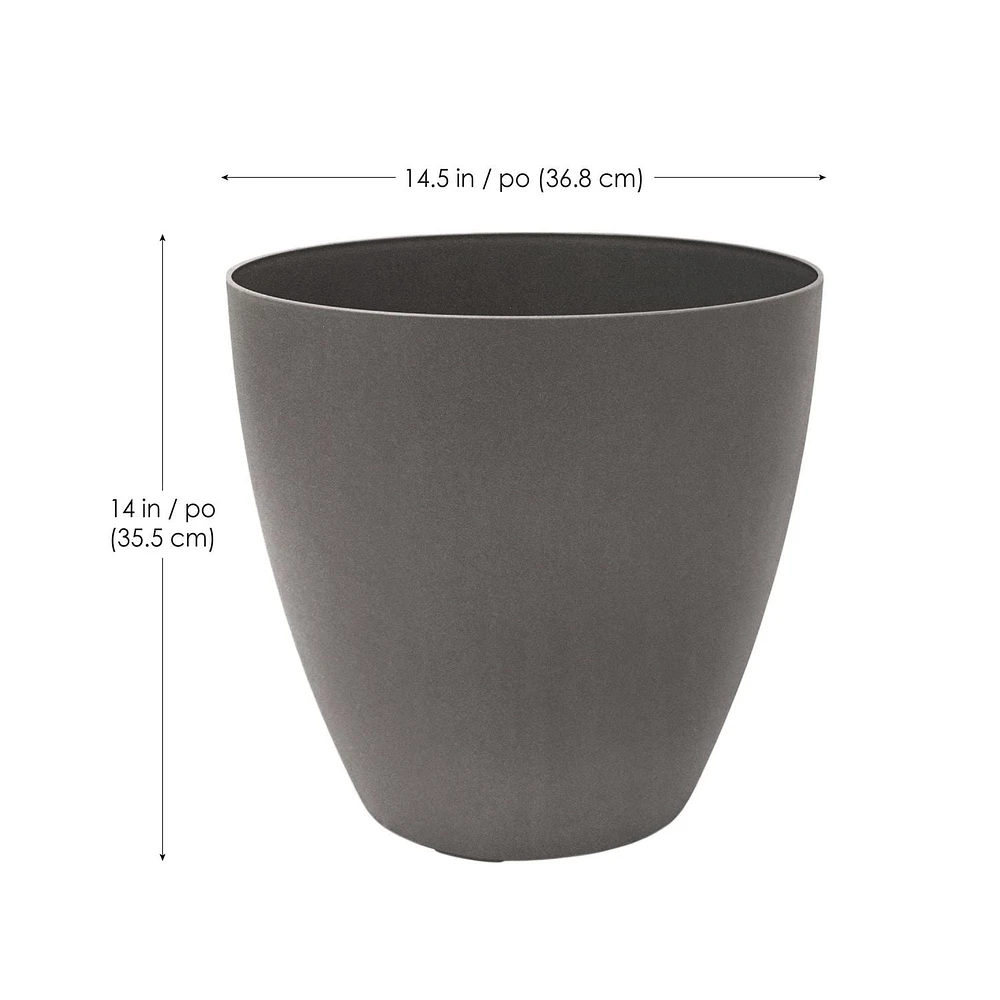 24" Madison Jardinière, Anthracite 14" Round Ronde, 25.6L