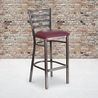 Lot de 2 pièces - Tabouret de restaurant de la série HERCULES en métal transparent à dossier échelle - siège en vinyle bourgogne
