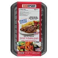 Range Kleen BP106X 2 Piece Air Fry Bake and Broil Pan Junior size Black Porcelain