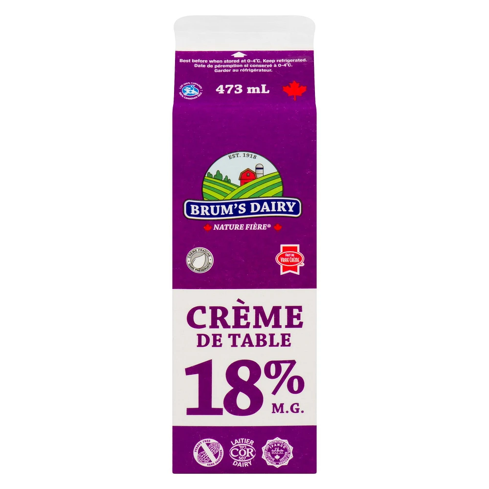 Crème de table à 18 % M.G. de Brum's Carton de 500 ml