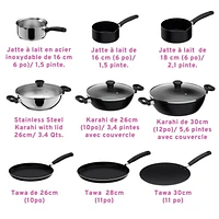 Maharaja Non-Stick Karahi with lid 26cm/ 3.4 QTS., 26cm / 10.25"