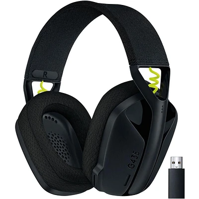 Logitech G435 LIGHTSPEED et Bluetooth Sans Fil Casque Gaming - Casque léger circum-auriculaire, micro intégré, batterie de 18h, compatible avec Dolby Atmos, PC, PS4, PS5, Mobile Casque de jeu sans fil G435 LIGHTSPEED