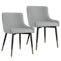 Ensemble de 2 chaises d’appoint modernes en similicuir et en métal, gris pâle