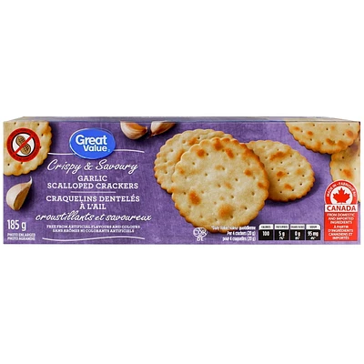 Great Value Garlic Scalloped Crackers, 185 g