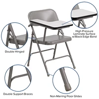 Lot de 2 pièces - Chaise pliante en acier de première qualité avec bras de tablette pour droitier