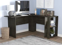 Safdie & Co. Computer Desk 55L Dark Grey L-Shaped 2 Shelves