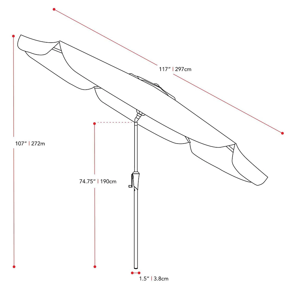 Parasol de jardin rond inclinable CorLiving de 3 m avec rabats latéraux et cadre en acier