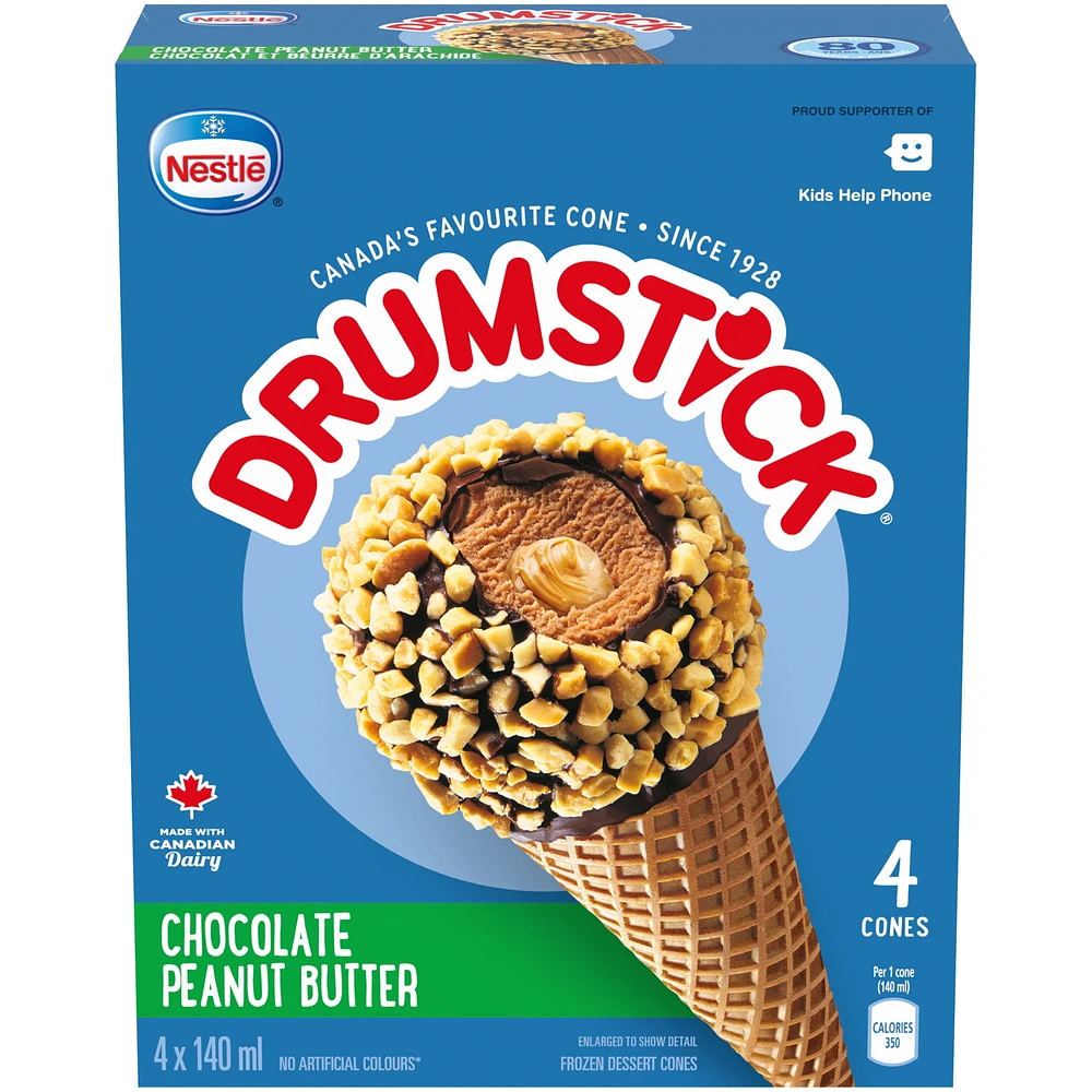 DRUMSTICK Chocolate Peanut Butter Cones 0.56 L, 4 x 140 ML