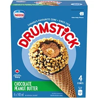 DRUMSTICK Chocolate Peanut Butter Cones 0.56 L, 4 x 140 ML