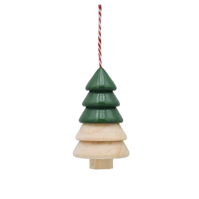 Holiday Time Winter Chalet Wooden Christmas Tree Ornament, Green
