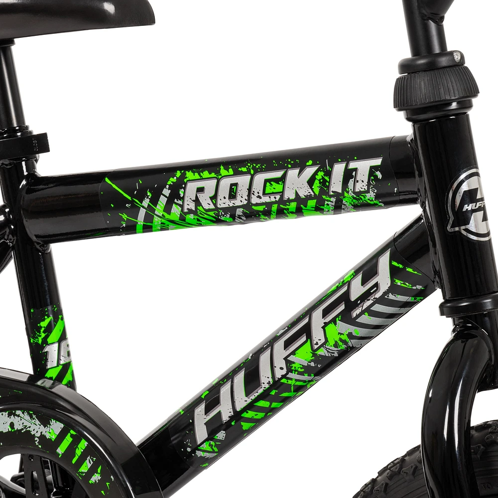 Le Rock It de Huffy ,16 pouces, vélo pour garçons avec roues d’entraînement, noir 4-6 ans