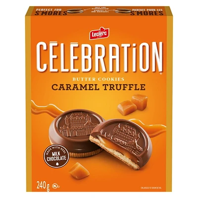 Celebration Biscuits au beurre recouverts de vrai<br>Chocolat au Lait Truffes Caramel 240 g / Biscuits en Boite