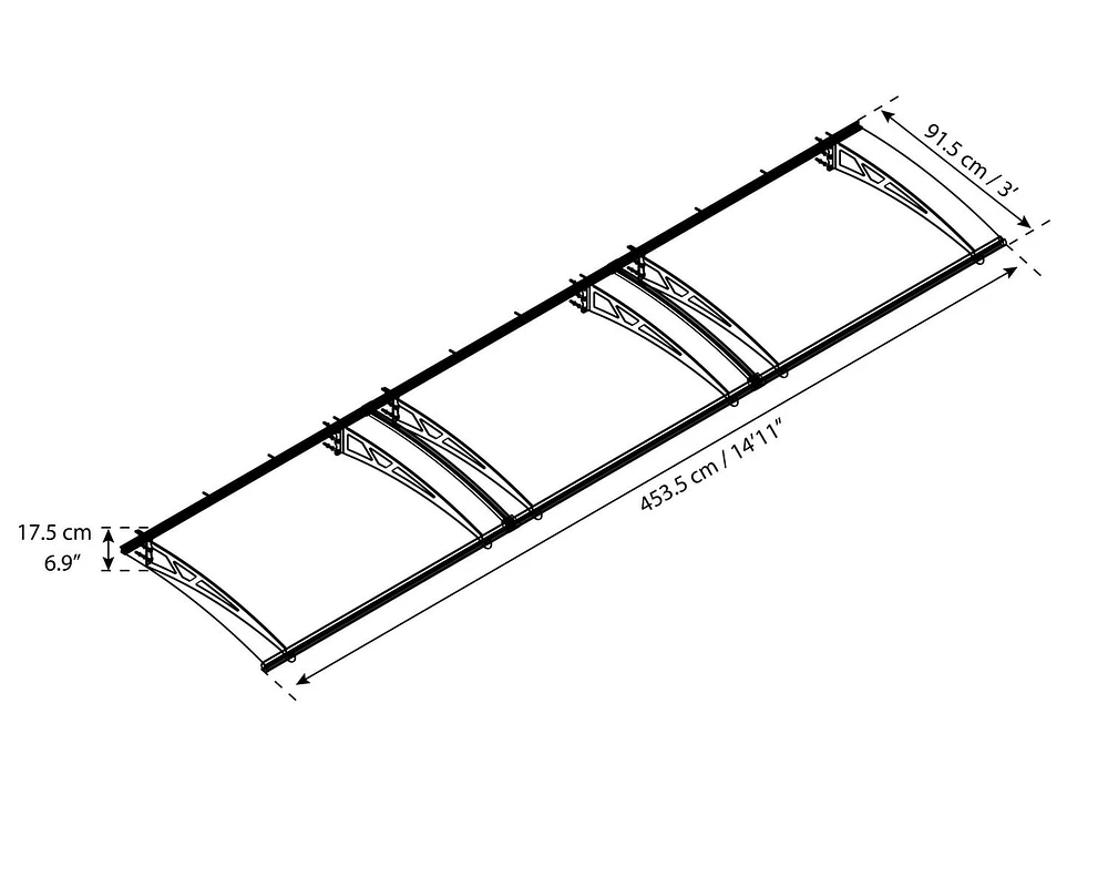 Auvent de porte Altair CANOPIA de PALRAM 3 pi x 14 pi - Gris