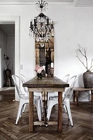 Plata Import Tolix Chair Bistro Dining Side Lot de 2 en couleur blanche enduite de poudre