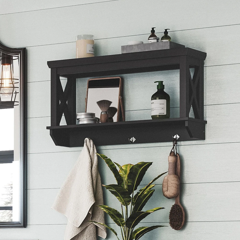 RiverRidge® Home La Crosse 3 Hook Wall Shelf - Black