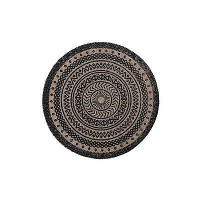 Jute Rond Placemat Black Mandala - Ensemble De 12