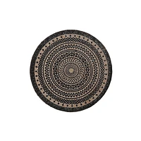 Jute Rond Placemat Black Mandala - Ensemble De 12