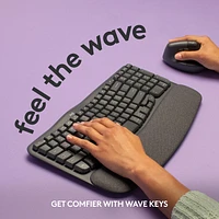 Logitech Wave Keys Wireless Ergonomic Keyboard with Cushioned Palm Rest - Graphite