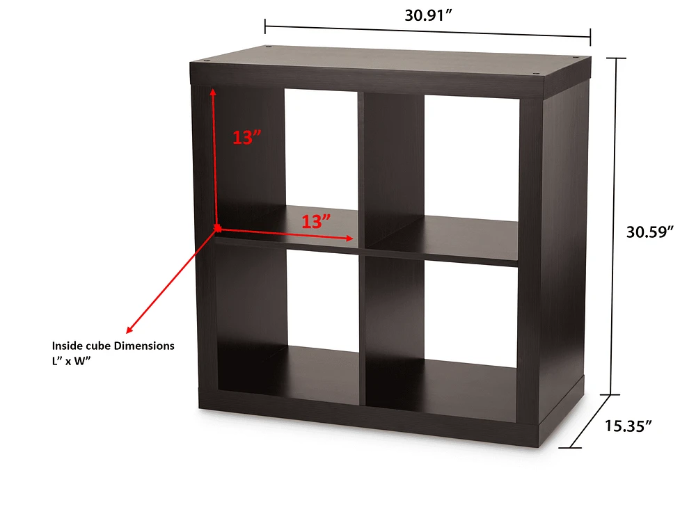 hometrends 2 X 4" Espresso Hollow Core Cube Display Shelf