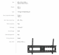 TygerClaw Tilting Wall Mount for in. to in. Flat Panel TV