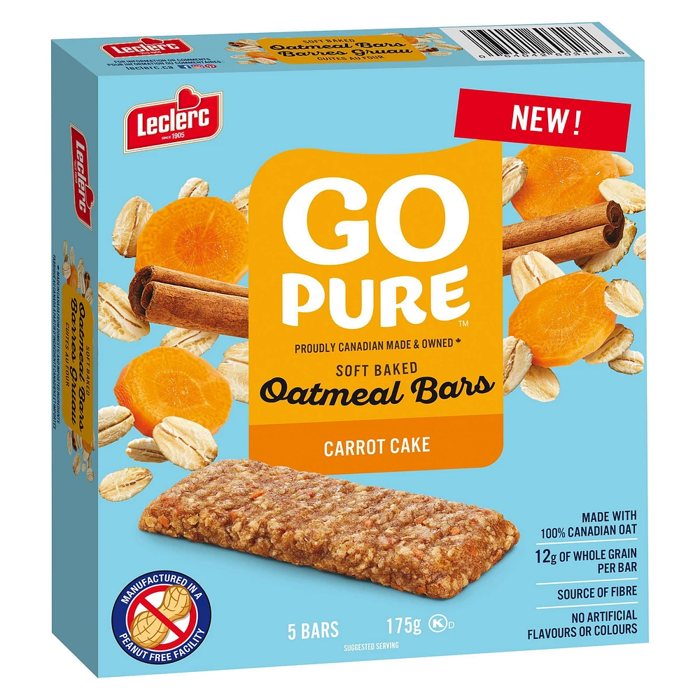 Go Pure Soft Baked Carrot Cake Oatmeal Bars, 5 / 175g