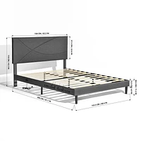 Cadre de lit rembourré pour enfants Homy Casa avec ports USB et tête de lit à lumière DEL, lattes métalliques robustes